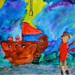 Степан Разин рисует волшебным камнем в темнице,  Ванин Леонид, 8 лет, акварель, г. Самара,  Лицей № 1, пед.   Воронова Е.А