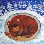 Медведь в берлоге, Томилина Валерия, 8 лет, гуашь, г.Сызрань,ДШИ № 3, пед.Ананская Е.Ю