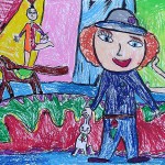Мы любим цирк!,Хорь Алиса, 7 лет,масл. пастель,г.Самара ДХШ №2, пед. Ляпичева Е.В