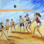 Пляжный волейбол.Копылова Виктория,15 лет,гуашь,Самара, ДШИ № 21, пед.Самкова Ю.В